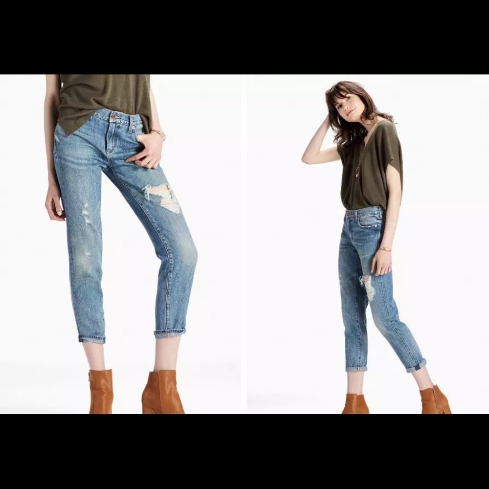 Lucky Brand Women Sienna Slim Boyfriend Straight Distressed Jeans Crop 25